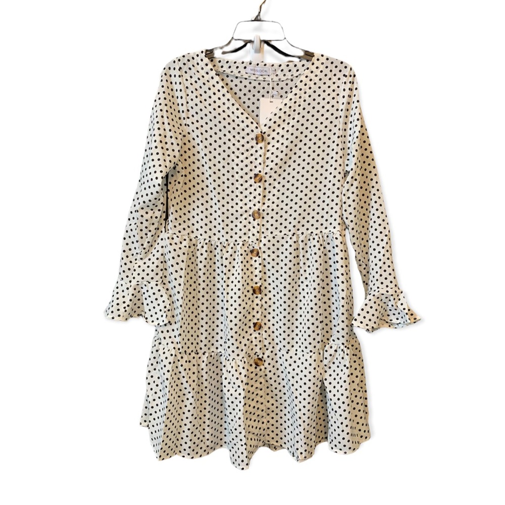 Misslook Long Sleeve Polka Dot Dress